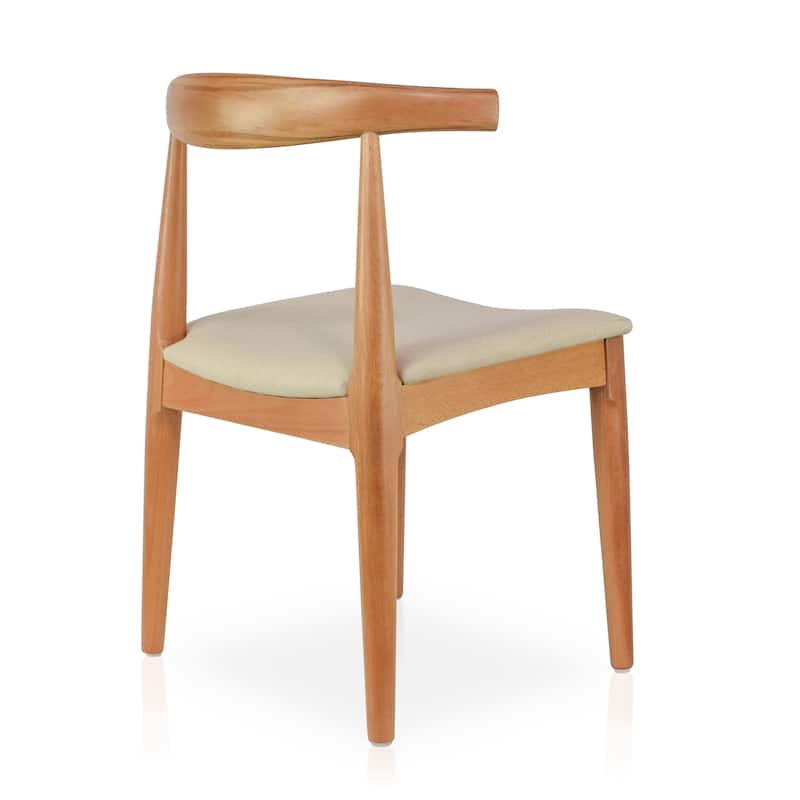 Set of 2 Kennedy Elbow Chairs Farmhouse Wooden Dining Chairs With PU Leather Or Fabric Cushion Seat, Modern Accent Side Chairs