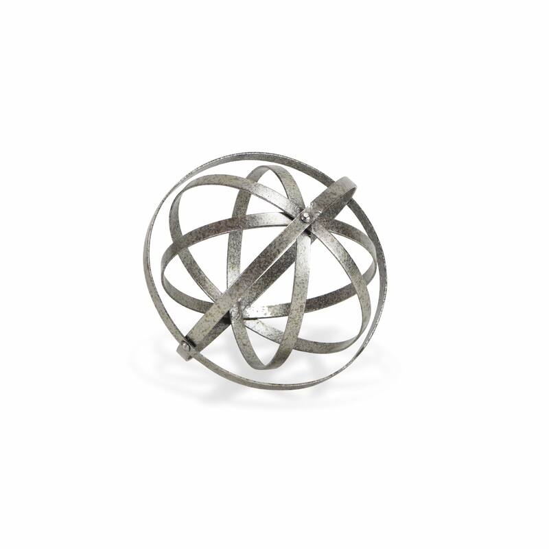 HomeRoots 8" Speckled Gray Metal Orb Decorative Tabletop Sculpture - 7.5' X '7.5' X '7.5