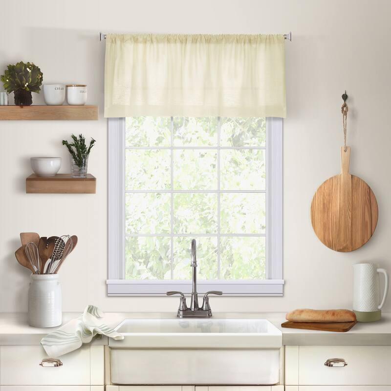 Elrene Cameron Linen Kitchen Curtain Window Valance - 60" w x 15" l - 60" w x 15" l - Ivory