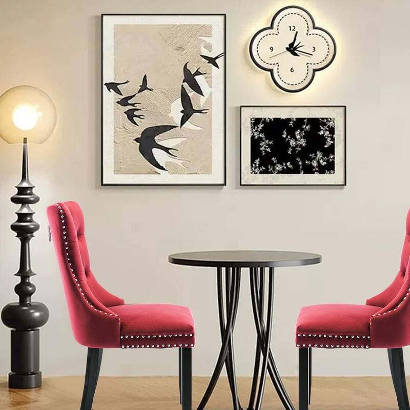 Tufted Naliheads Solid Wood Upholstered Dining Chairs (Set of 2)