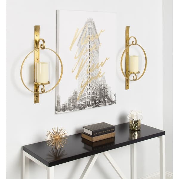 slide 2 of 23, Kate and Laurel Doria Round Glass and Metal Wall Sconce - 12x22