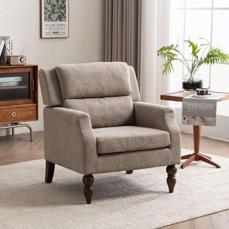 Modern Accent Chair Armchair Upholstered Boucle Fabric Single Sofa