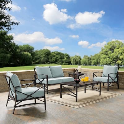 Crosley Kaplan 5Pc Outdoor Loveseat Patio Furniture Set - 156.5"W x 74.5"D x 36"H