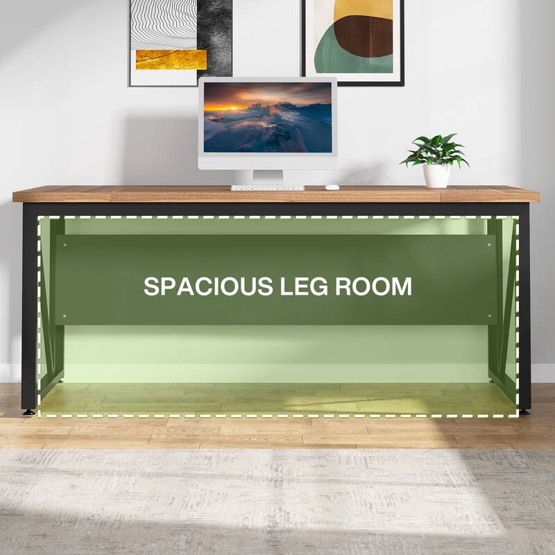 L-Shaped Computer Desk, 55 inches Executive Desk with lateral File Cabinet