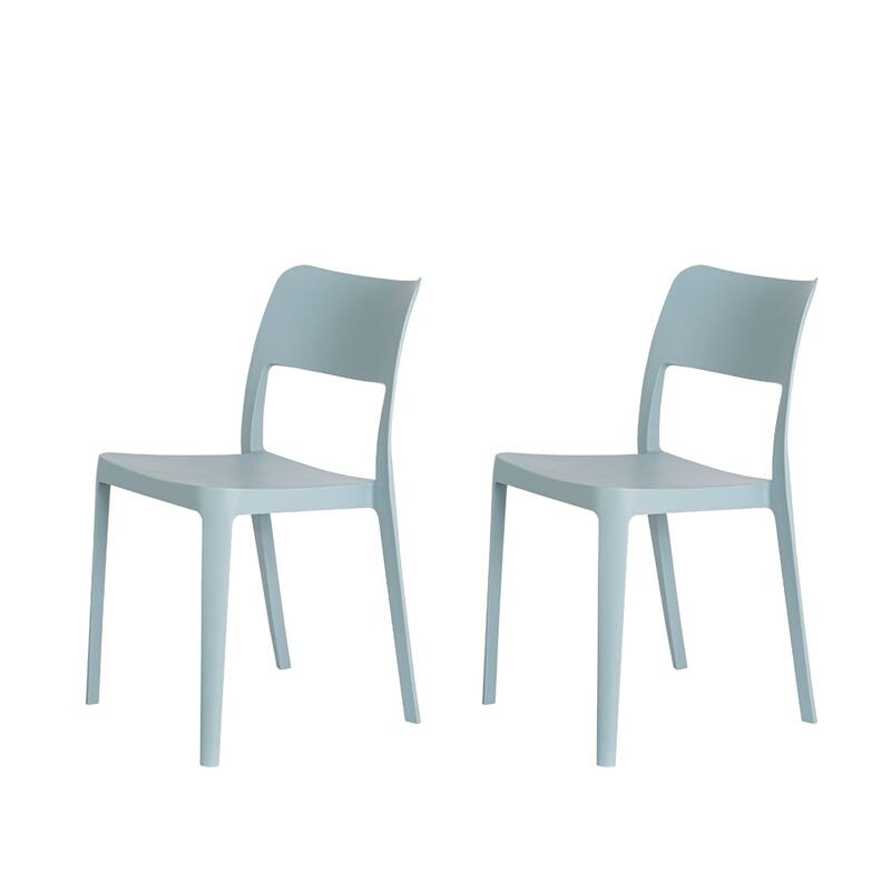 La Vie Resin Stackable All Weather Armless Chair, Set of 2 - Baby Blue