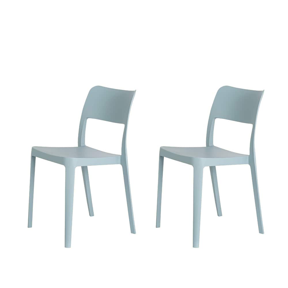 La Vie Resin Stackable All Weather Armless Chair, Set of 2