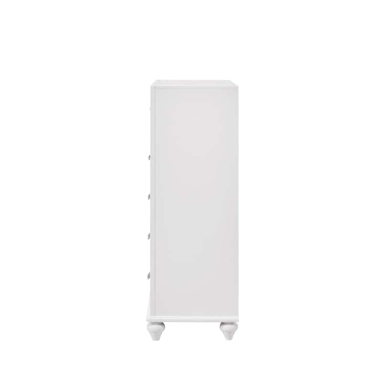 Chest with 5 Drawers and Glitter Acrylic Front, White