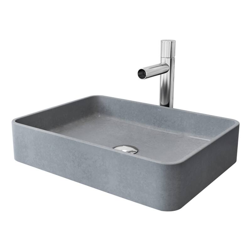 Vigo VGT2080 Tarragona Gothic 19" Rectangular Concrete Vessel Bathroom