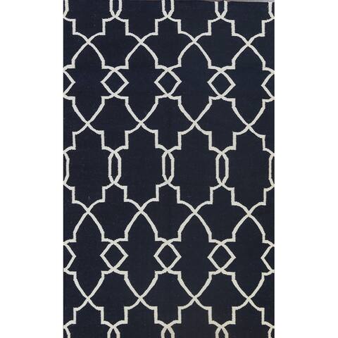 Modern Trellis Durrie Kilim Oriental Wool Area Rug Flat-weave Carpet - 5'0" x 8'0"
