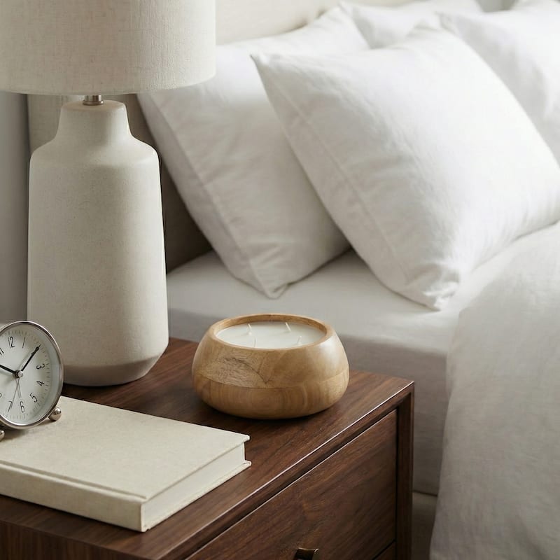 Decorative Vanilla Scented Mango Wood Bowl Candle