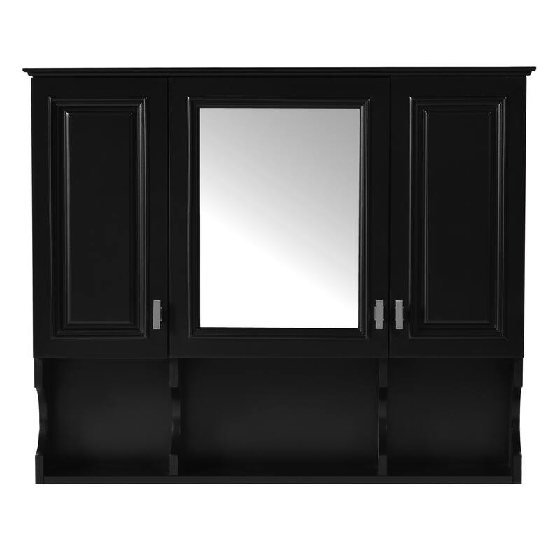 GDFStudio - Rivermont Modern Wall Mounted Bathroom Medicine Cabinet with Mirror and Open Shelves - 35'' x 28''