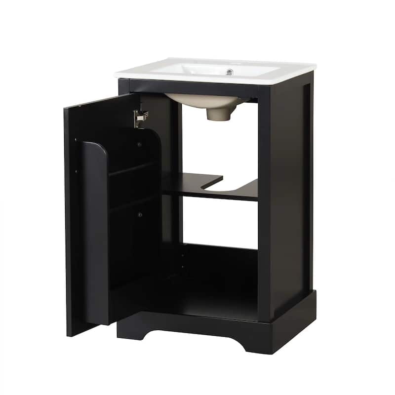 Roomfitters 20" Bathroom Vanity with Sink Cabinet with Soft Closing Door Storage Rack Adjustable Shelf MDF Frame