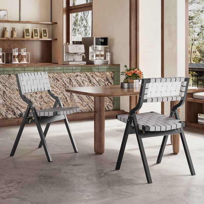 Wood Folding Chairs Set of 2, Wooden Indoor Stackable Dining Chairs for Kitchen & Dining Room Chair Woven Seat