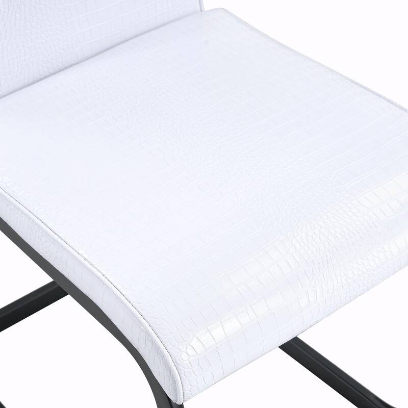 Set of 2 Retro Alligator Skin Upholstered Dining Chairs with Crystal Buckle Design & Faux Leather