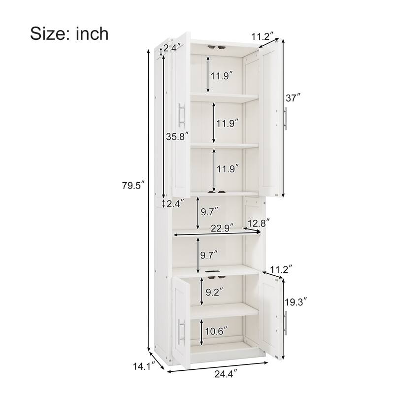 Queen/Full Size White Murphy bed with side cabinets and storage shelves
