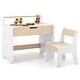 preview thumbnail 3 of 6, Kids Table and Chair Set with 2 in 1 Detachable Tabletop and Storage-White - Multi