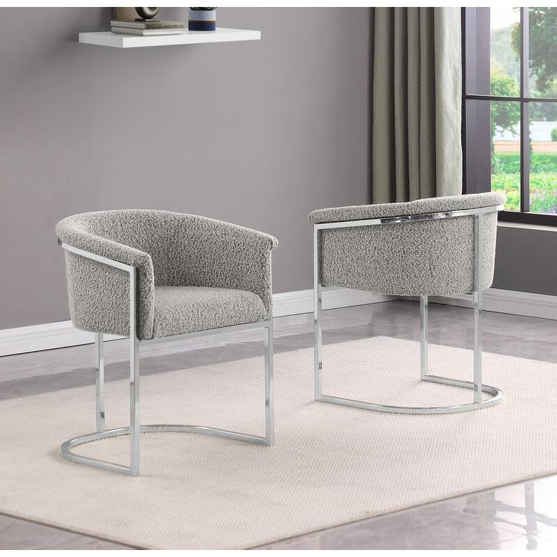Best Quality Furniture Boucle Fabric Dining Chairs (Set of 2) - Rich Gray-Chairs