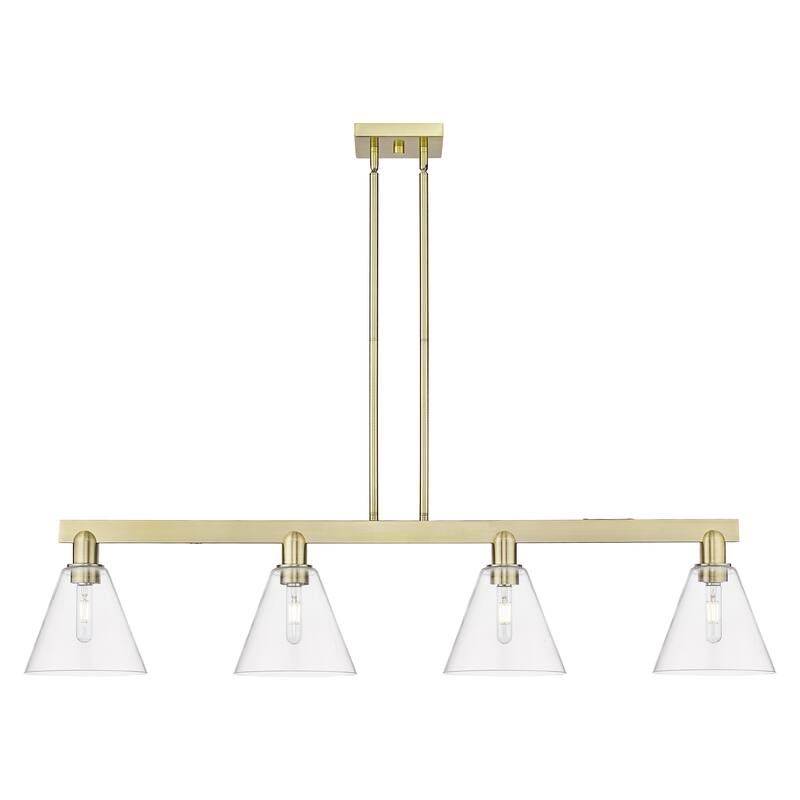 Innovations Lighting Endless Possibilities Arcadia - Berkshire Glass - 4 Light 51" Stem Hung Island Light - Antique Brass/Clear