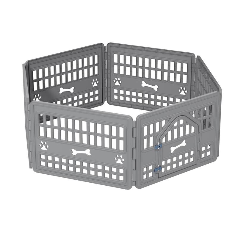 4 Panel Pet Playpen Grey Blue - Grey