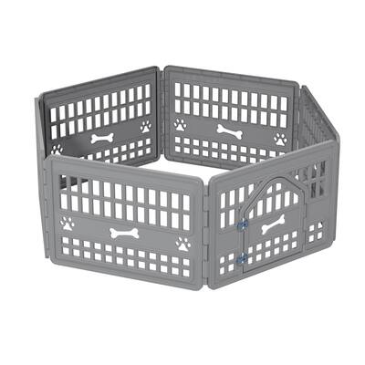 4 Panel Pet Playpen Grey Blue