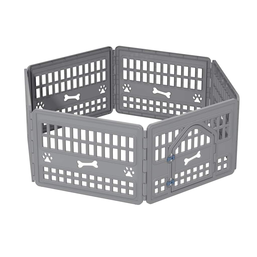 4 Panel Pet Playpen Grey Blue