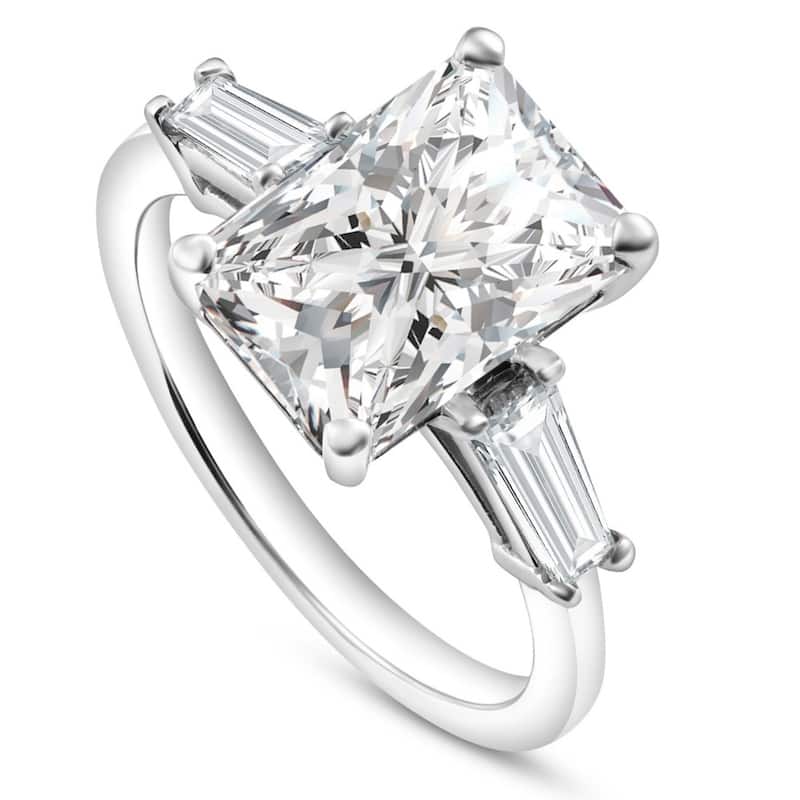 Certified 4.75Ct Radiant Cut Baguette Diamond Engagement Ring Gold Lab Grown