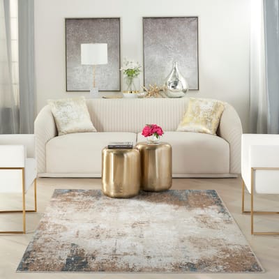 Nourison Glam Indoor Grey Abstract Area Rug