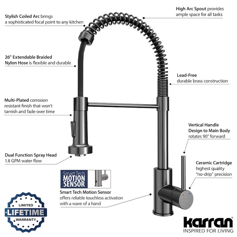 Karran Loxton Touchless Single-Handle Pull-Down Sprayer Kitchen Faucet
