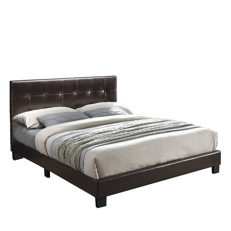 Faux Leather Upholstered Bed with Tufting