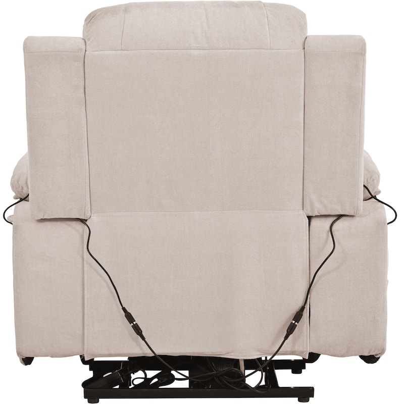 Standard Size Linen Power Lift Recliner Chair with Massage, Heating, and Side Storage Pocket