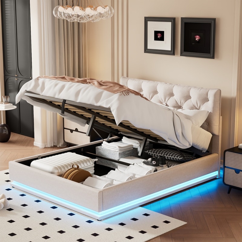 Light up sales bed frame full