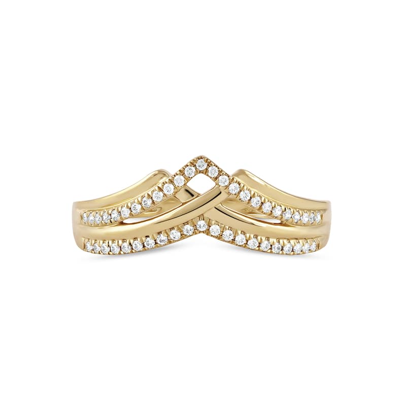 1/8ct TDW Diamond Contour Wedding Band in 10K Gold for Women