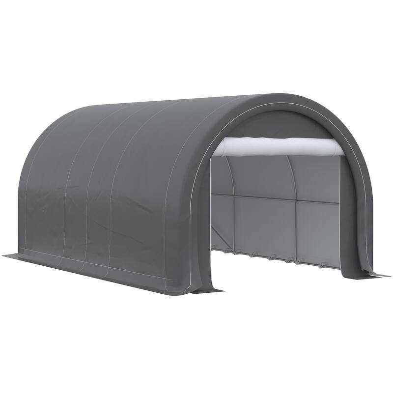 Outsunny 16' x 10' Carport, Heavy Duty Portable Garage / Storage Tent with Large Zippered Door, Anti-UV PE Canopy Cover
