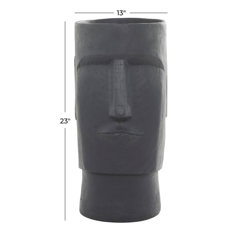 Magnesium Oxide Easter Island Head Indoor Outdoor Planter - Brown or Dark Gray - Roche River Decor