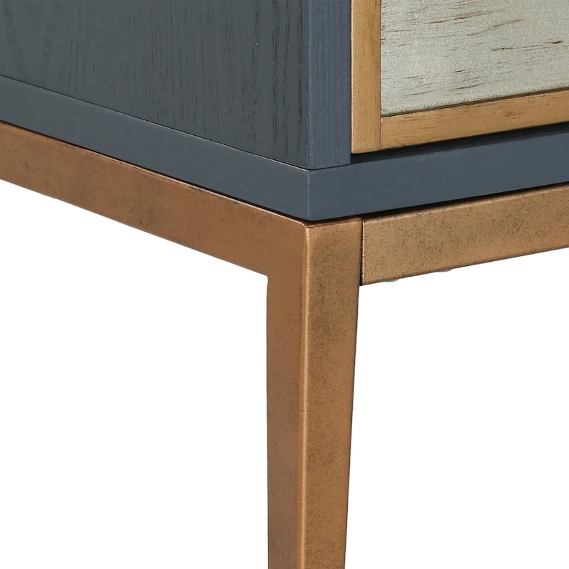 Delcey Mid-century Modern 2-Door Accent Cabinet Sideboard Brushed Brass Storage Shelf for Living/ Dining Room