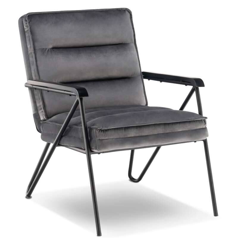 MCombo Tufted Velvet and Iron Club Chair with Ottoman