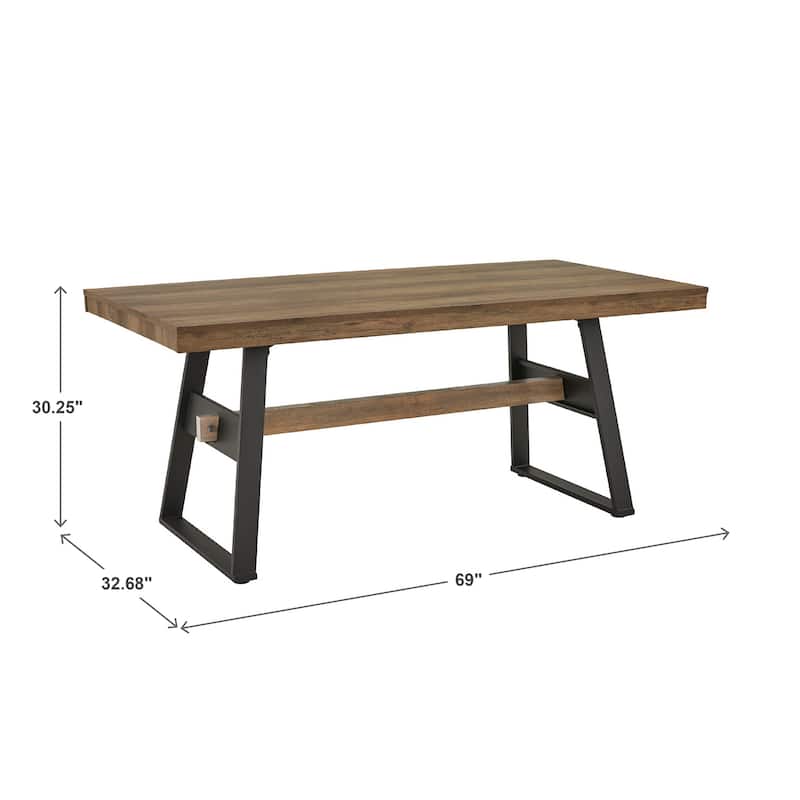 Glendive 69" Black Metal Brown Wood Finish 4-person Dining Table by iNSPIRE Q Modern