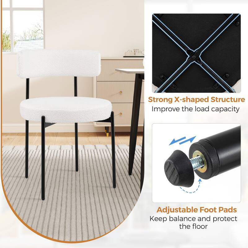 Gymax Round Dining Chairs Set of 2 w/ Curved Backrest Filled Sponge