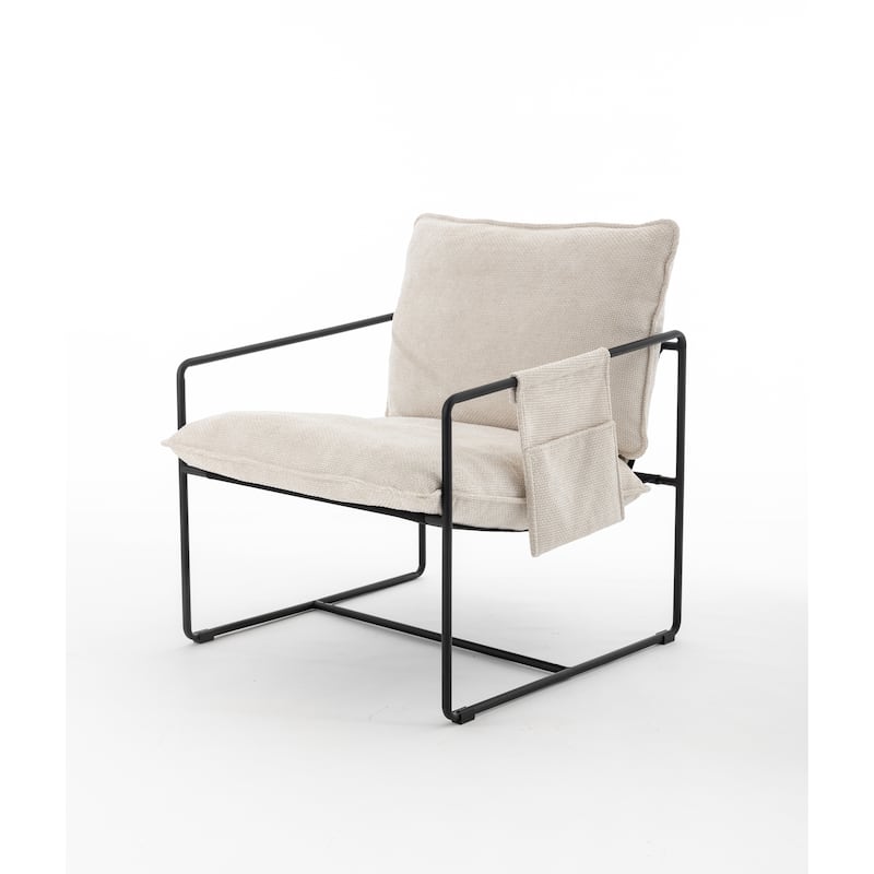 30.7" Arm Chair with Metal Frame and Gold Accents (Set of 2)