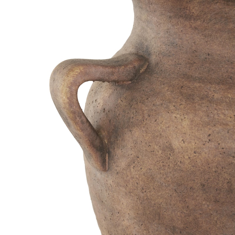 Ceramic Antique Style Textured Vase with Handles - Copper or White - Roche River Decor
