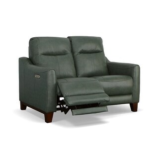 Forte 57" Genuine Leather Round Arm Reclining Loveseat