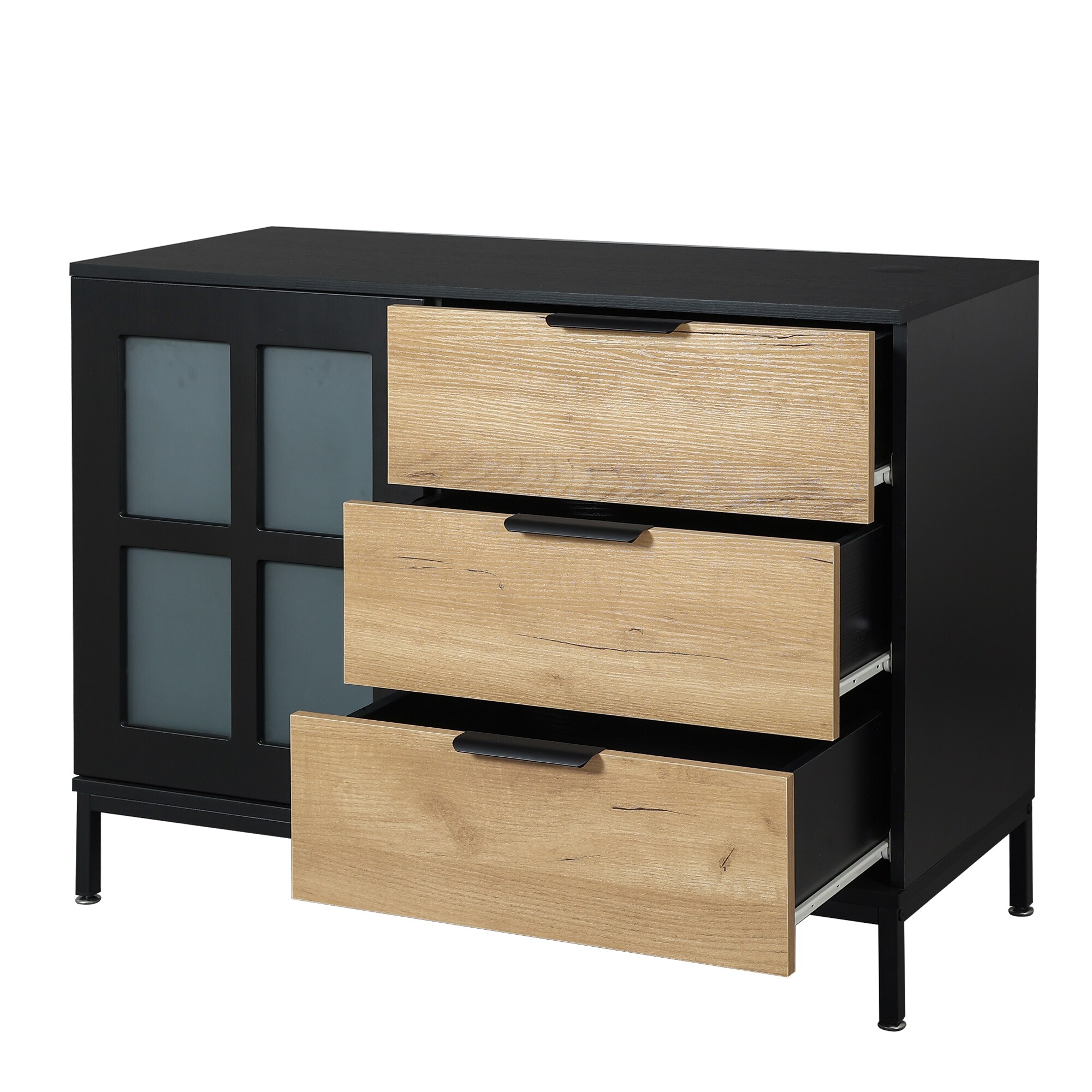 Glass Door Side Cabinet Drawer Dresser Bar Cabinet Storge Cabinet - Bed  Bath & Beyond - 38318474