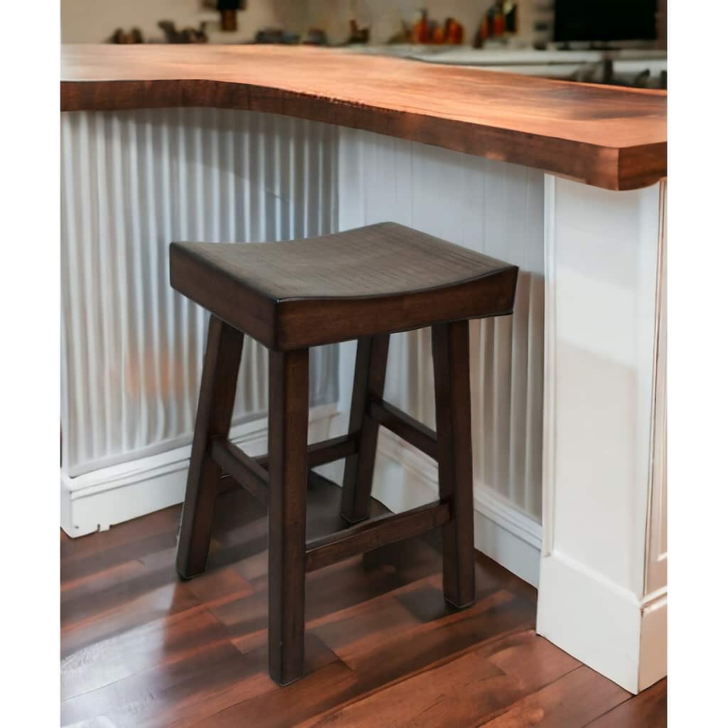 HomeRoots 25" Espresso Solid Wood Backless Counter Height Bar Chair