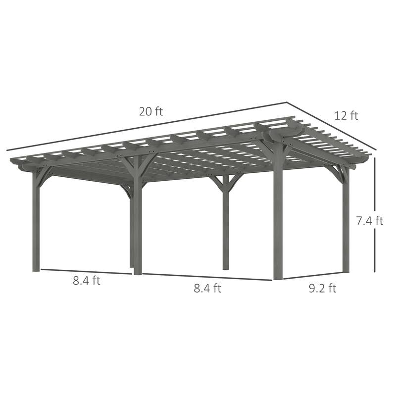 Outsunny 20' x 12' Outdoor Pergola, Wood Gazebo Grape Trellis with Stable Structure for Garden, Patio, Backyard, Deck