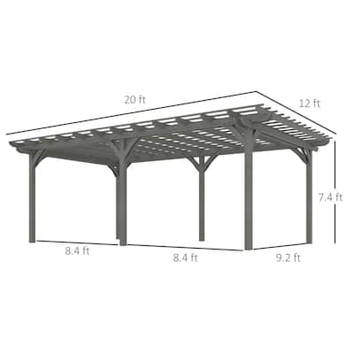 Outsunny 20' x 12' Outdoor Pergola, Wood Gazebo Grape Trellis with Stable Structure for Garden, Patio, Backyard, Deck