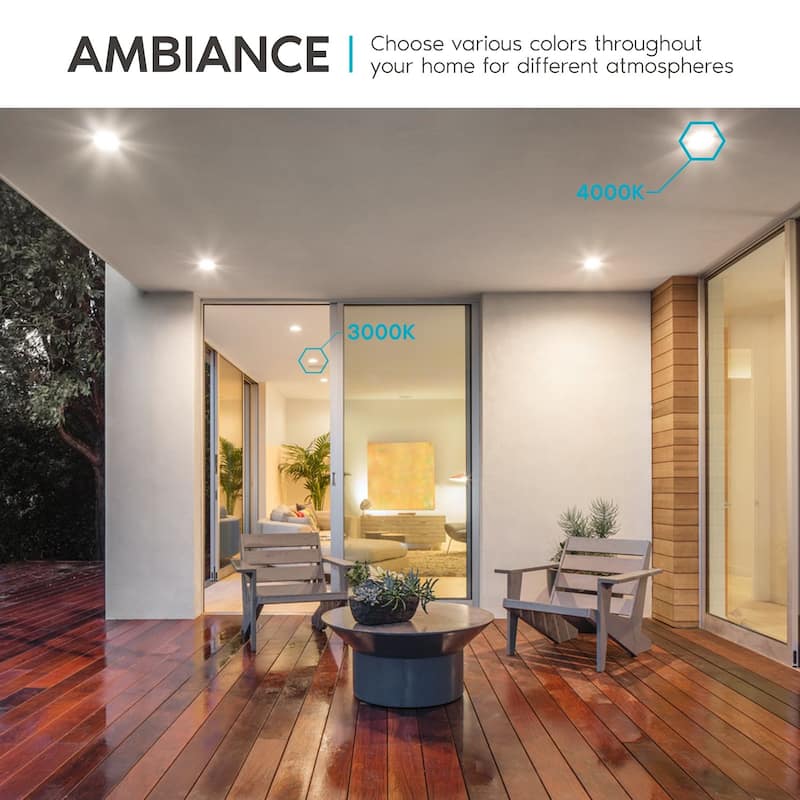 Luxrite 4" LED Recessed Can Lights, Color Selectable 2700K | 3000K | 3500K | 4000K | 5000K, Dimmable, 750 Lumens, 4-Pack