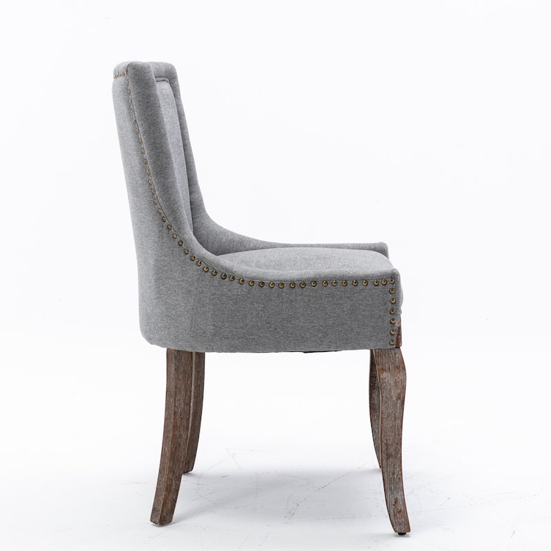 Dining Chair Thickened Fabric Chairs with Neutrally Toned Solid Wood Legs,Set of 2