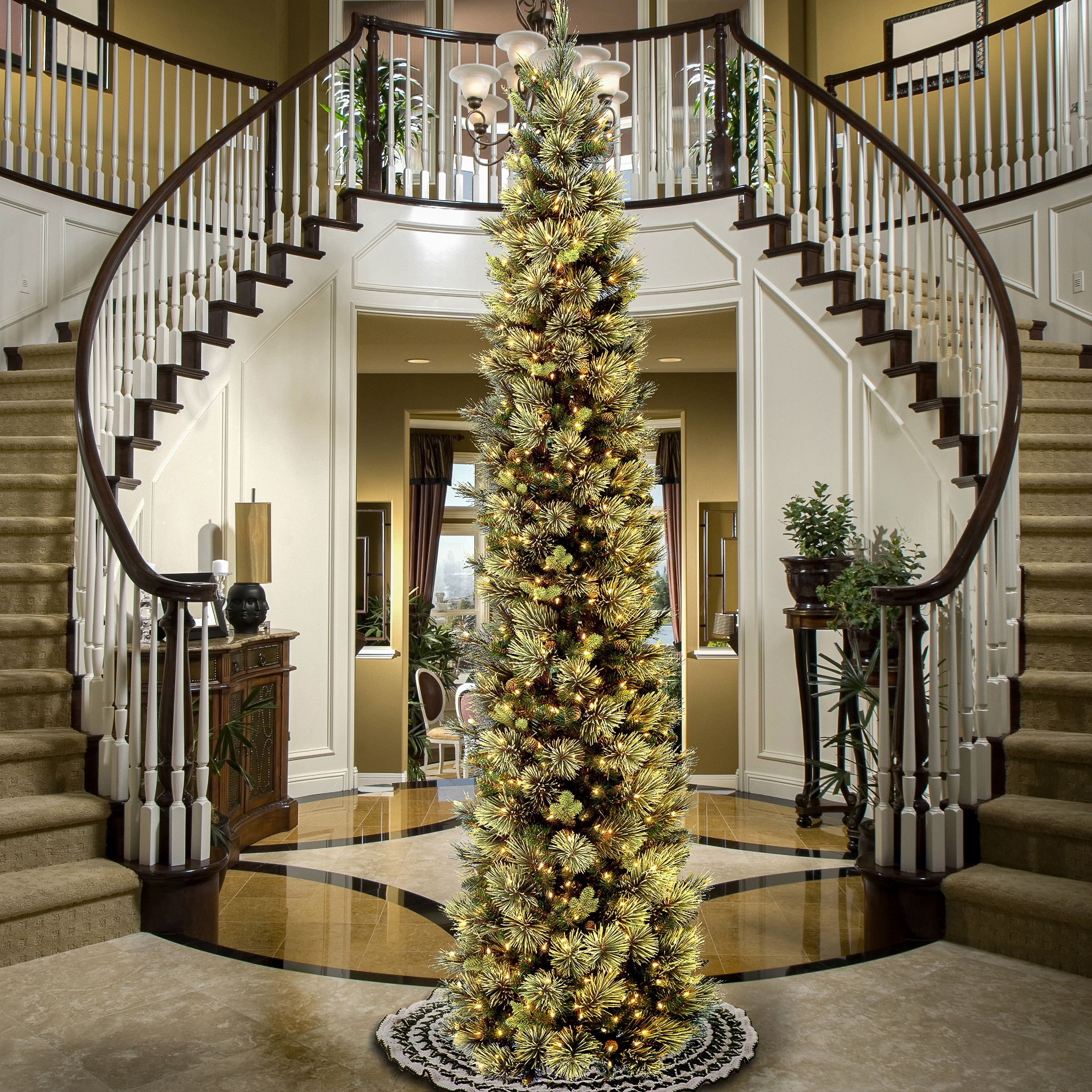 National Tree Company 10 ft. Carolina Pine Slim Tree with Clear Lights - 10 Foot