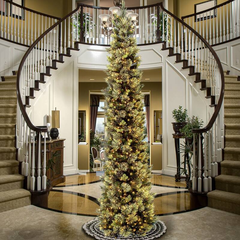 National Tree Company 12 ft. Carolina Pine Slim Tree with Clear Lights - 12 Foot - Green