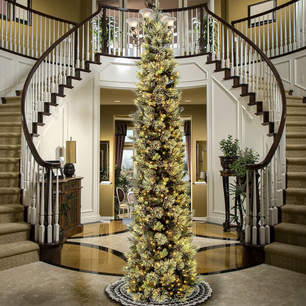 National Tree Company 12 ft. Carolina Pine Slim Tree with Clear Lights